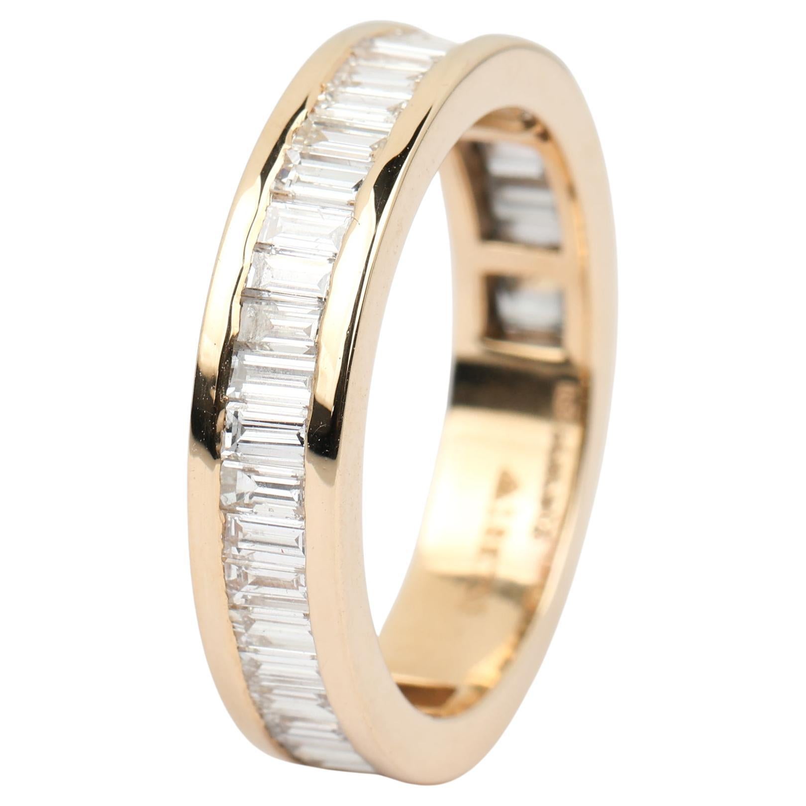 IGI zertifiziert 1,68ct natürlichen Baguette-Schliff Diamant Hochzeit Band - 18K Gelbgold