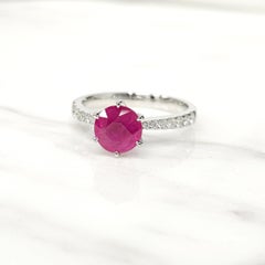 IGI Certified 1.70 Carat Ruby & Diamond Ring in 18K White Gold