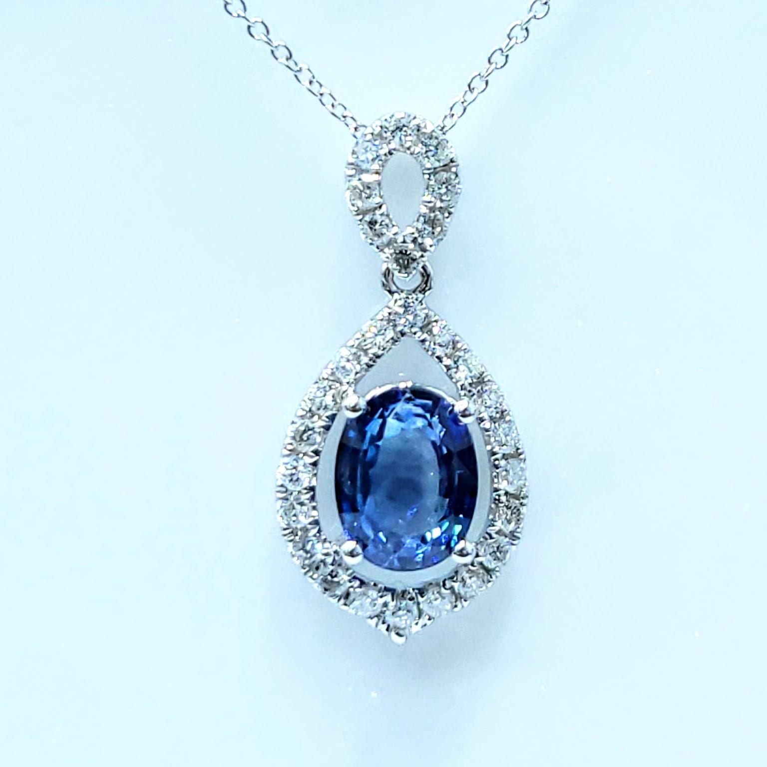 IGI-zertifizierter Anhänger mit 1,73 Karat Saphir und Diamant aus 18 Karat Weißgold im Zustand „Neu“ im Angebot in KOWLOON, HK