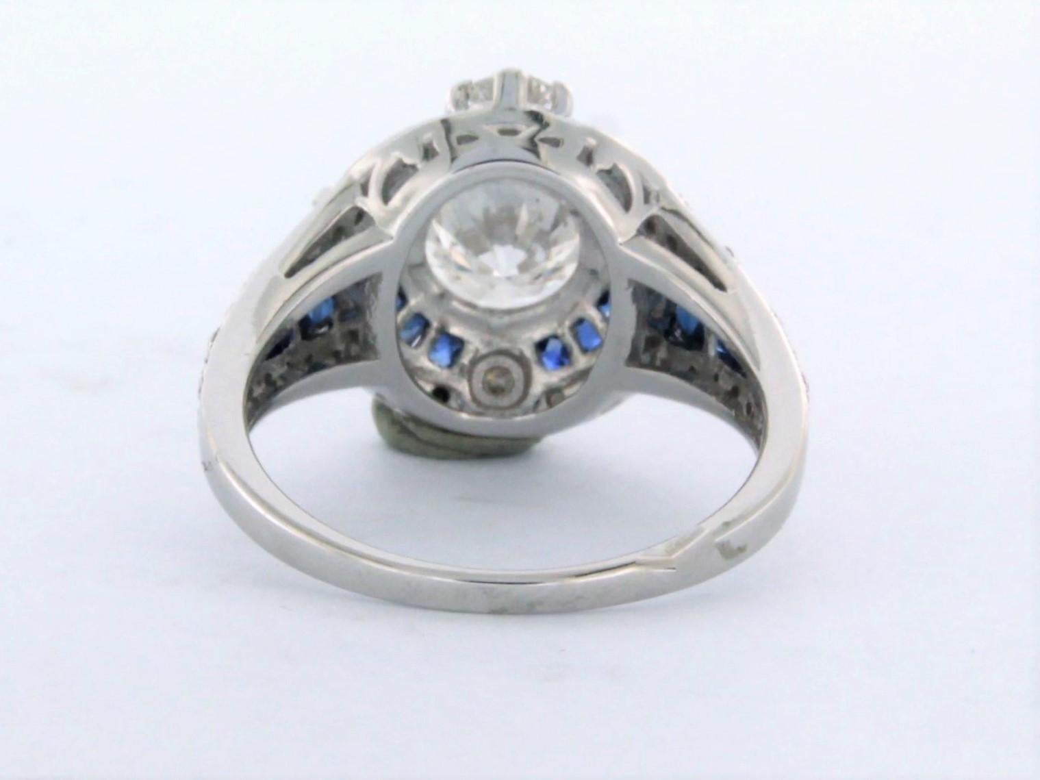 IGI Certified 1.74 Carat Diamond Sapphire Ring 14k white Gold In New Condition For Sale In The Hague, ZH