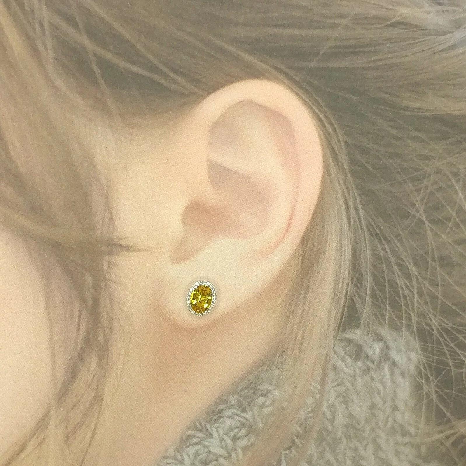 IGI Certified 1.75 Carat Unheat Ceylon Yellow Sapphire & Diamond Earrings in 18K For Sale 4