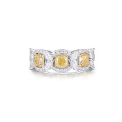 IGI Certified 1.77 Carat Yellow Diamond Fancy Diamond Rings in 18K White Gold