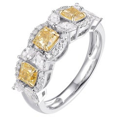 IGI Certified 1.77 Carat Yellow Diamond Fancy Diamond Rings in 18K White Gold