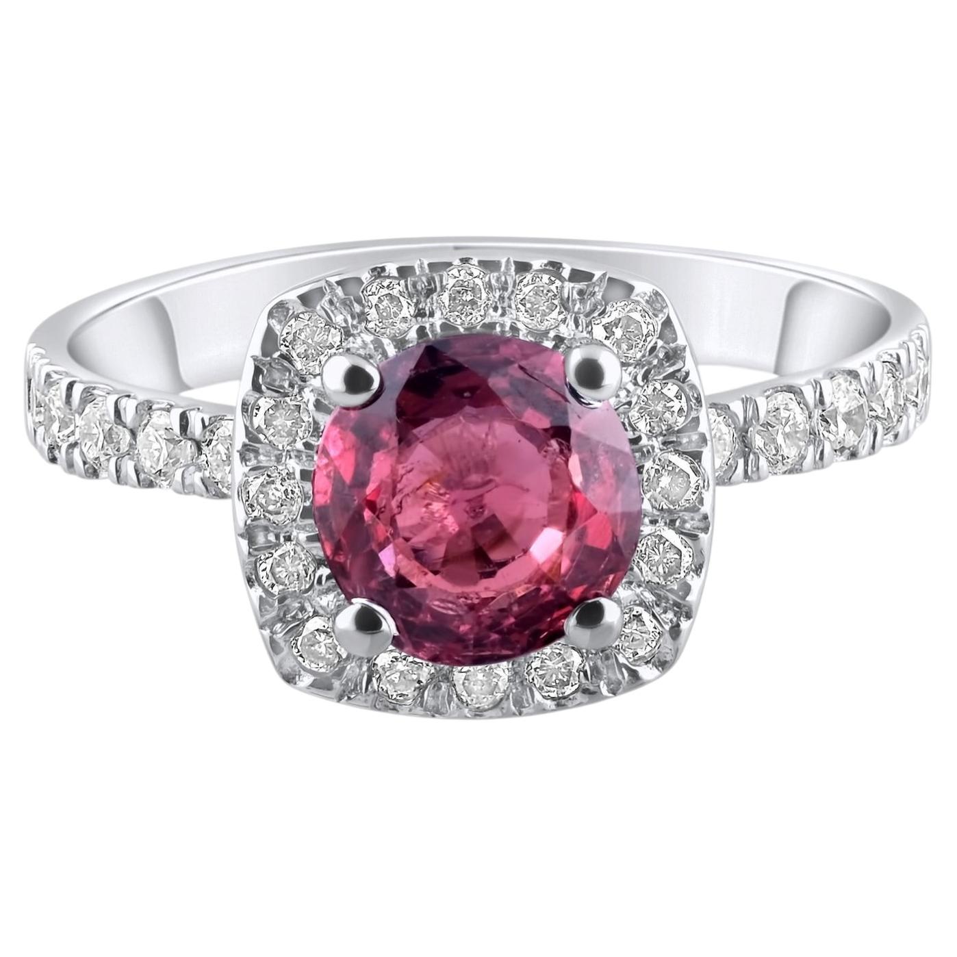 IGI Certified 1.78 Carat Natural Garnet and Diamond Statement Ring in 14K Gold