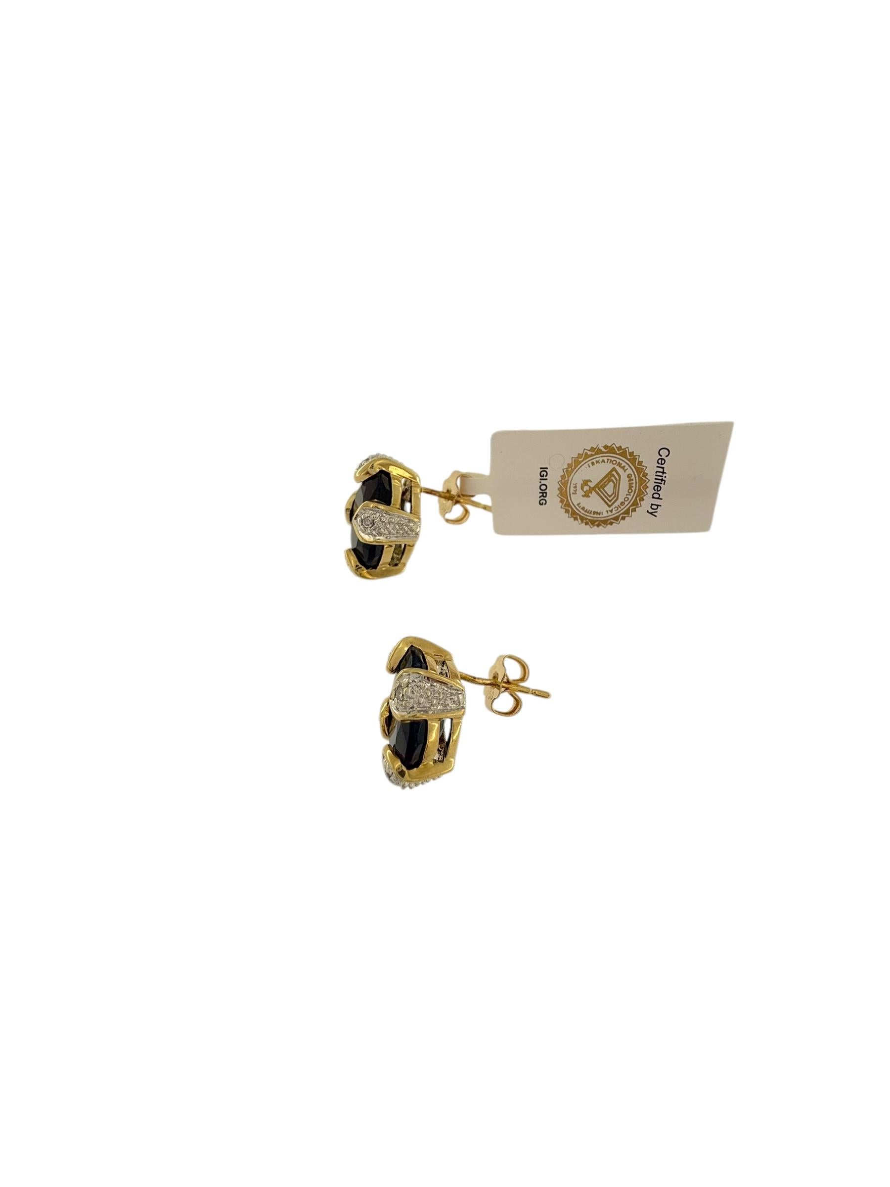 Orecchini in oro 18 carati con zaffiri e diamanti certificati IGI in vendita 5