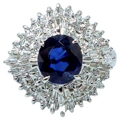 Anello con zaffiro e diamante da 1,81 carati certificato IGI in platino