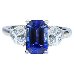 IGI Certified 1.82 Carat Blue Sapphire & Diamond Ring in 18K White Gold