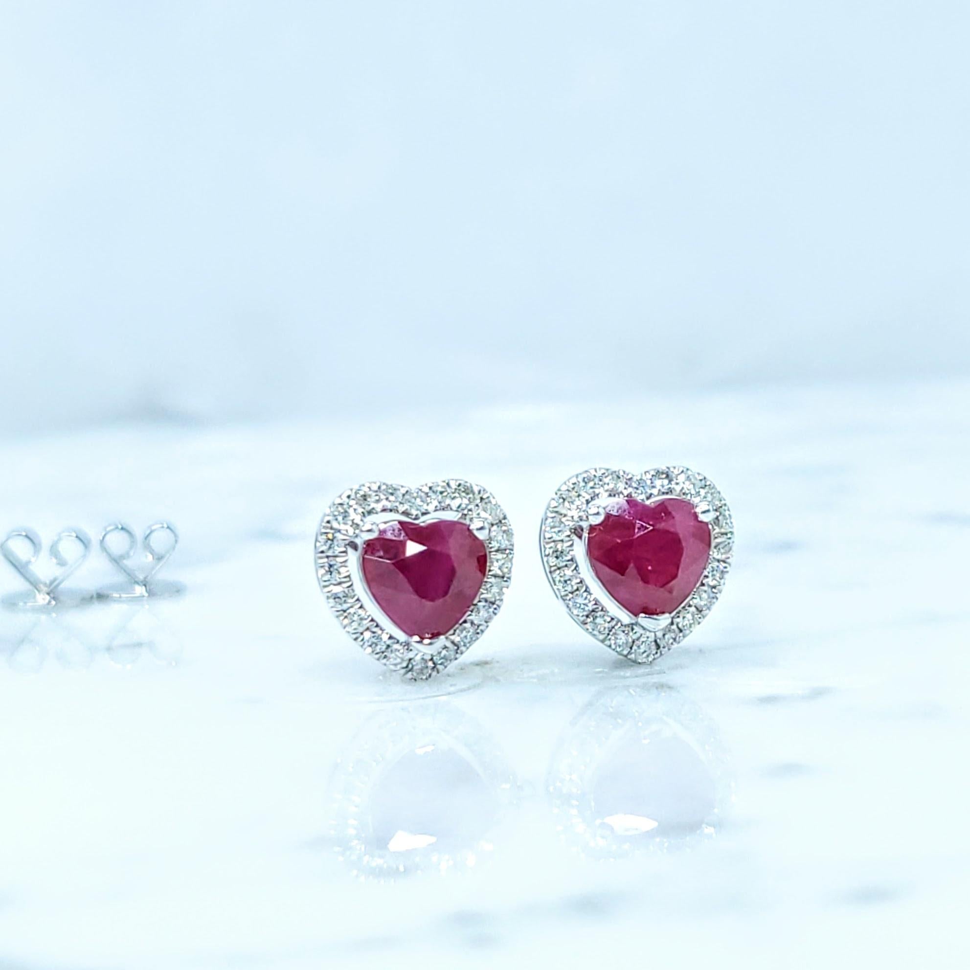 Boucles d'oreilles en or blanc 18 carats certifiées IGI avec rubis de Birmanie et diamants de 1,82 carat en vente 4