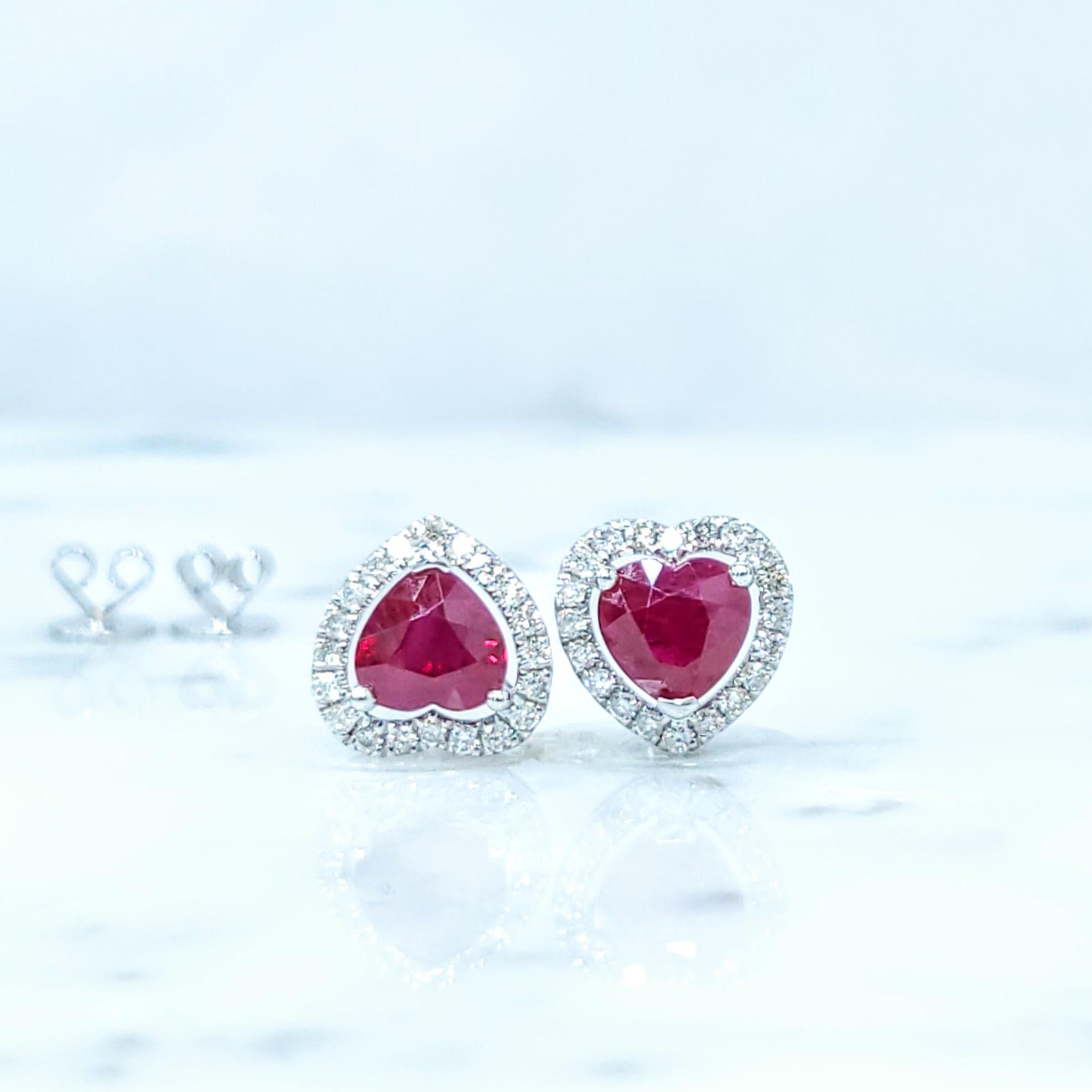 Boucles d'oreilles en or blanc 18 carats certifiées IGI avec rubis de Birmanie et diamants de 1,82 carat en vente 1