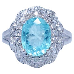 Bague en or blanc 18 carats avec diamants et paraiba de 1,85 carat certifié IGI