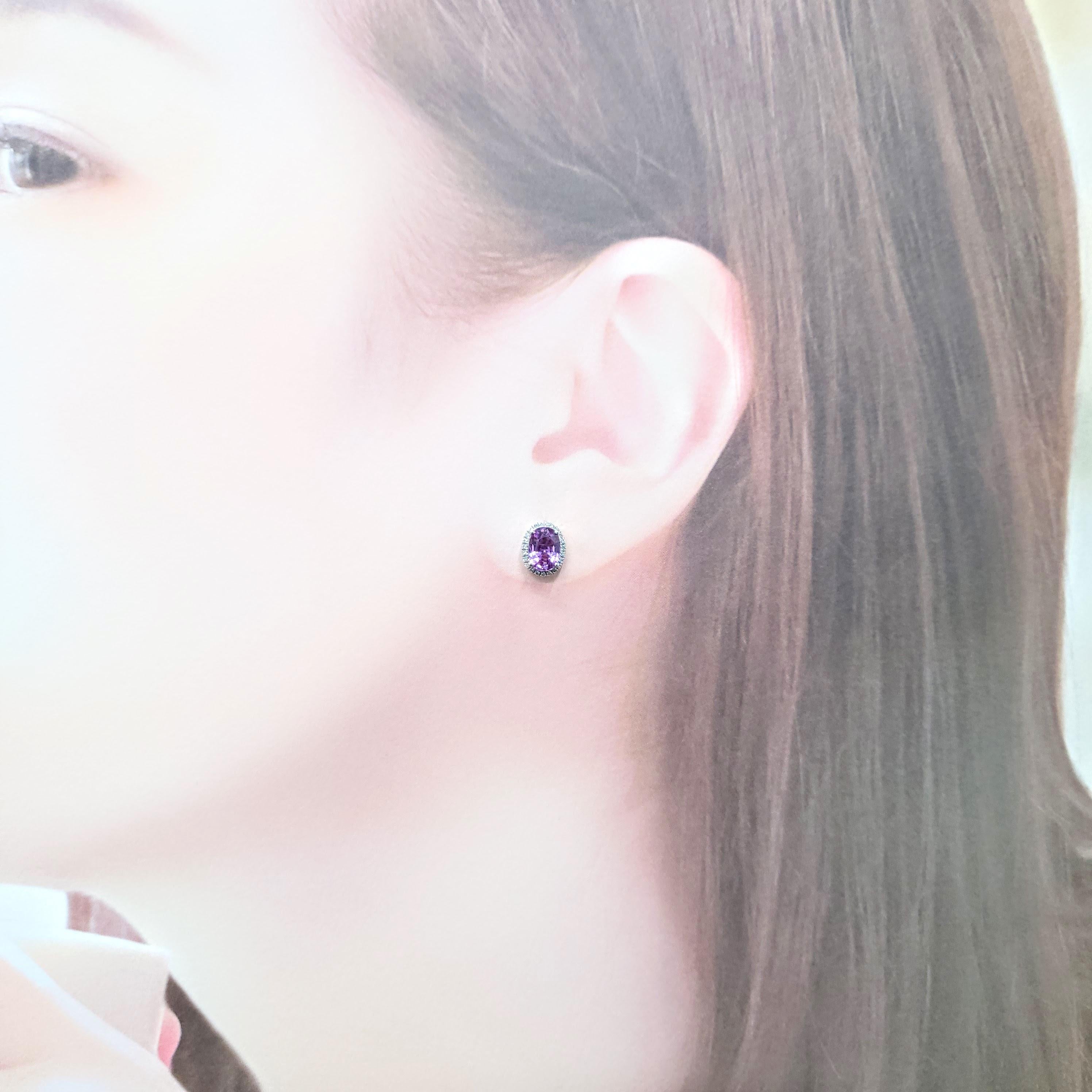 Orecchini con zaffiro e diamante certificati IGI da 1,85 carati senza calore in oro bianco 18 carati in vendita 3