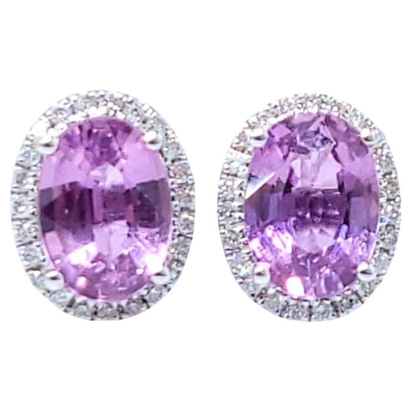 Orecchini con zaffiro e diamante certificati IGI da 1,85 carati senza calore in oro bianco 18 carati