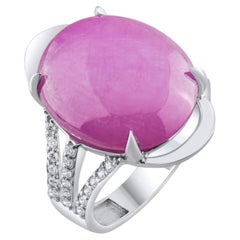 IGI Certified 18.68 Carat Natural Pink Tourmaline and Diamond Ring 14K Gold