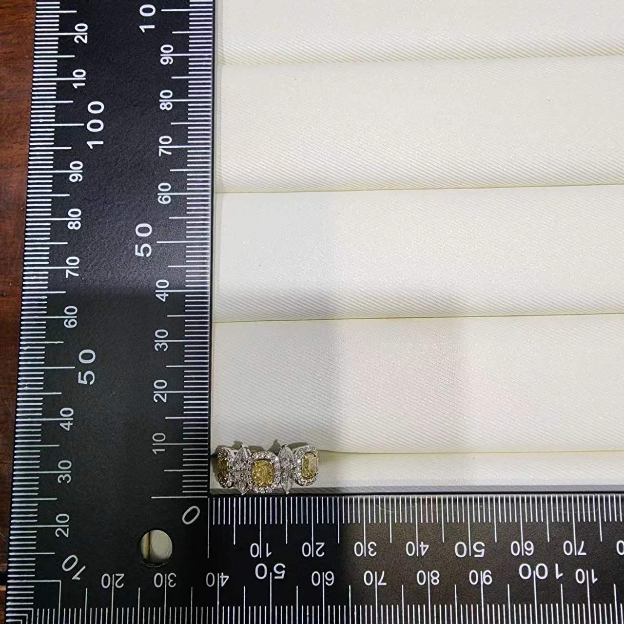 Cushion Cut IGI Certified 1.87 Carat Yellow Diamond Fancy Diamond Rings in 18K White Gold For Sale