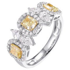 Anillos de diamantes de fantasía de oro blanco de 18 quilates con certificado IGI de 1,87 quilates de diamante amarillo