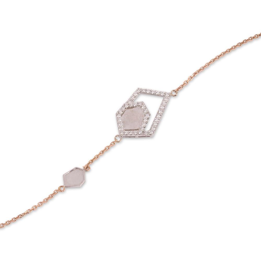 Crafted in 3.16 grams of 18-karat Rose Gold, contains 41 Stones of Round Diamonds with a total of 0.33-Carats in F-G Color and VVS-VS Clarity.

CONTEMPORARY AND TIMELESS ESSENCE: Crafted in 14-karat/18-karat with 100% natural diamond and designed