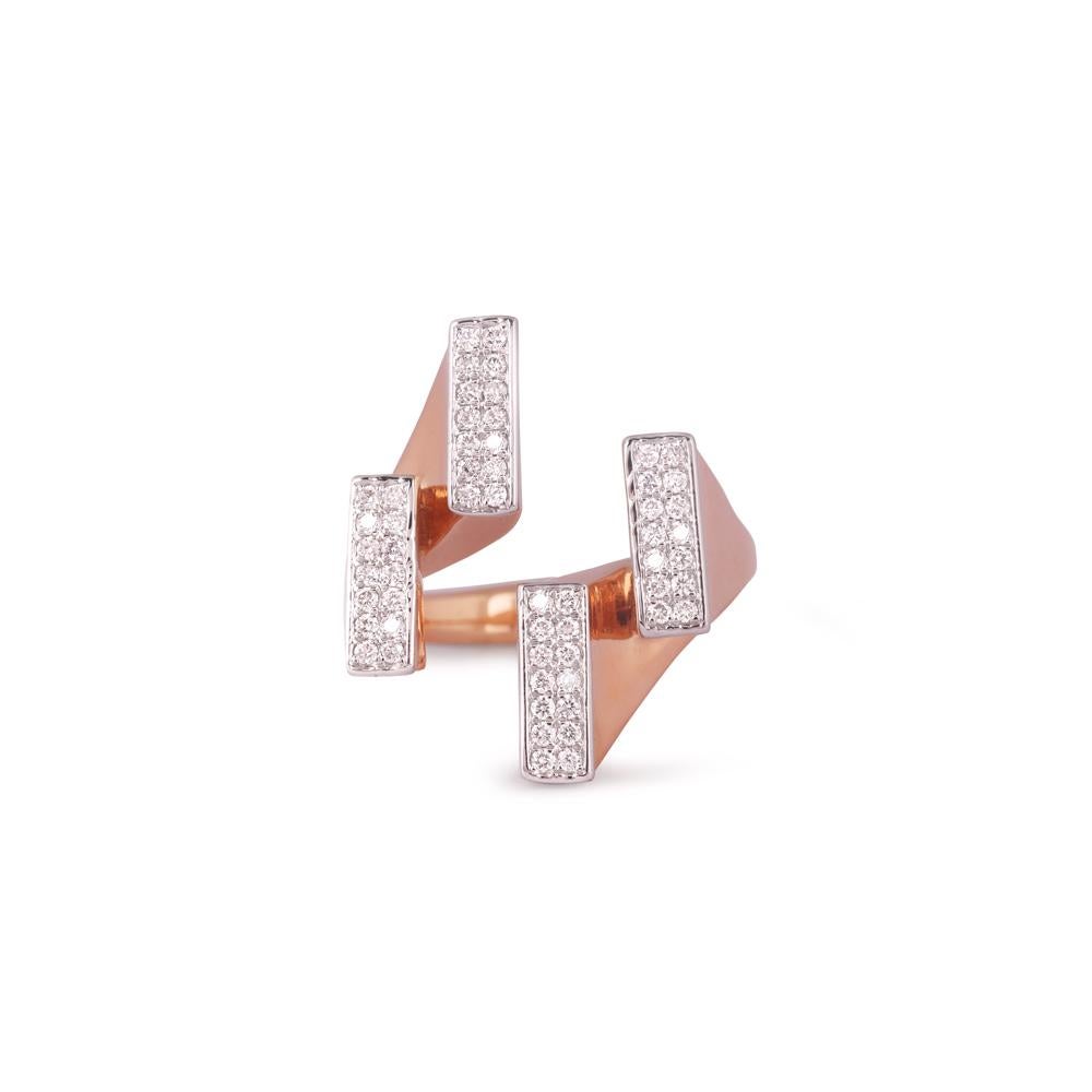 Contemporary IGI Certified 18k Gold 0.3 Carat Natural Diamond G-VS Designer Rose Ring For Sale