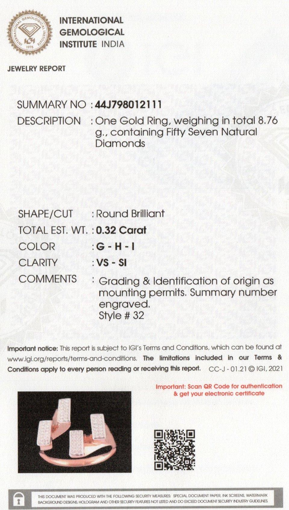 IGI Certified 18k Gold 0.3 Carat Natural Diamond G-VS Designer Rose Ring For Sale 1
