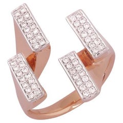 IGI Certified 18k Gold 0.3 Carat Natural Diamond G-VS Designer Rose Ring