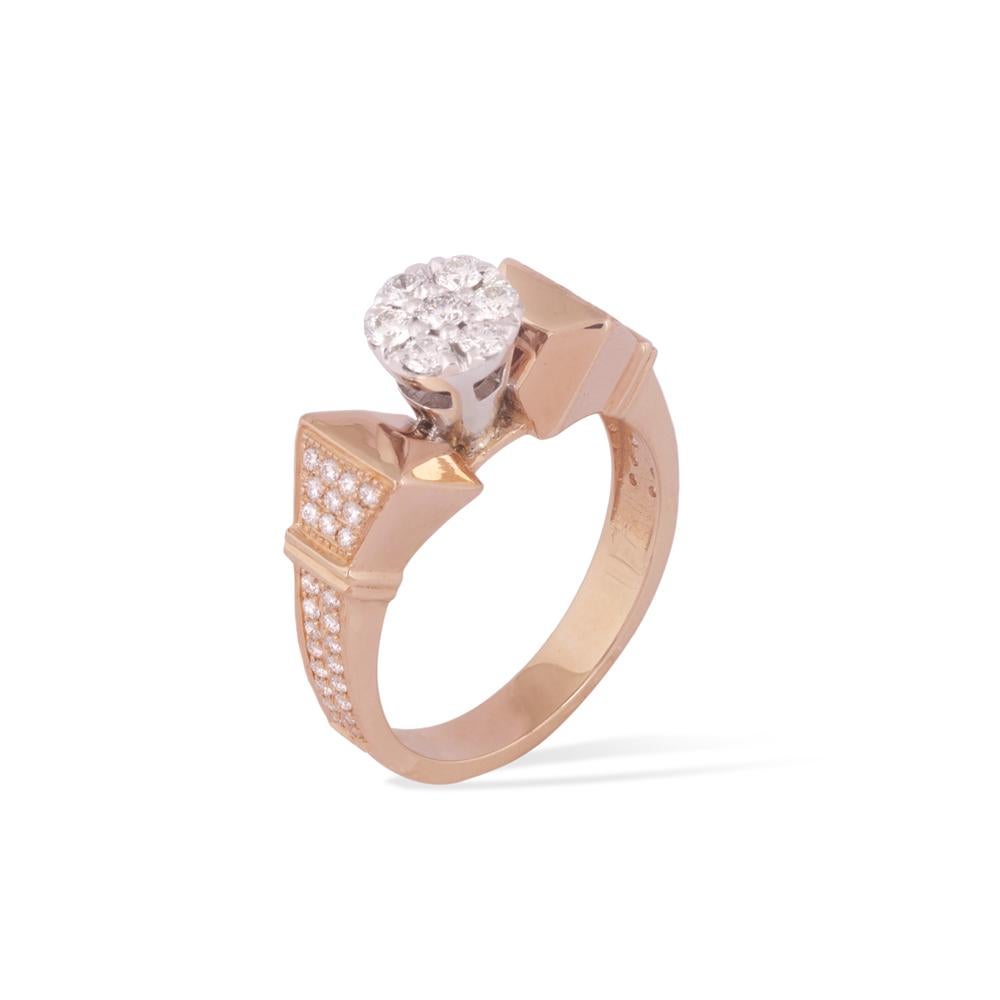 IGI-zertifizierter 18k Gold 0,6 Karat natürlicher Diamant F-VVS Designer Rose Siegelring (Zeitgenössisch) im Angebot