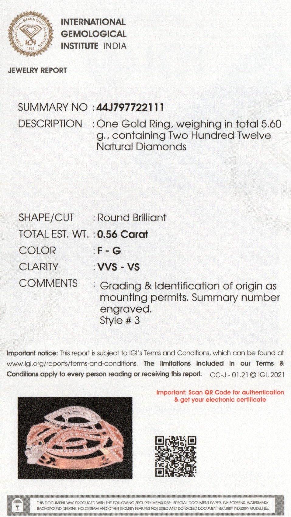 Contemporary IGI Certified 18k Gold 0.6 Carat Natural Diamond F-VVS Yellow Crisscross Ring For Sale