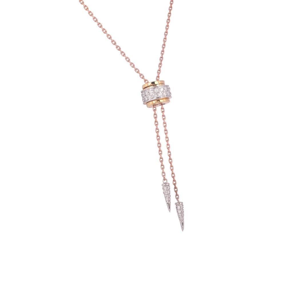 Taille brillant Collier de mariage en or 18 carats certifié IGI avec un diamant naturel de 0,8 carat en forme de Y, G-VS en vente