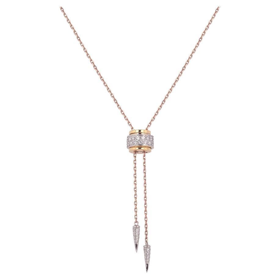 IGI Certified 18k Gold 0.8 Carat Natural Diamond G-VS Wedding Y Drop Necklace For Sale