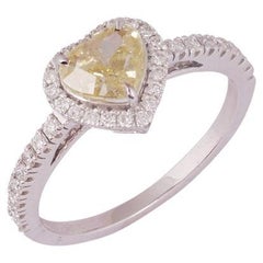 Used IGI Certified 18k Gold 1.2ct Natural Diamond Yellow Heart Bezel White Ring
