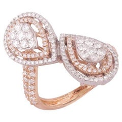 Bague croisée IGI Certified 18K Gold 1.3ct Natural Diamond E-VVS 2 Pear Crisscross Ring