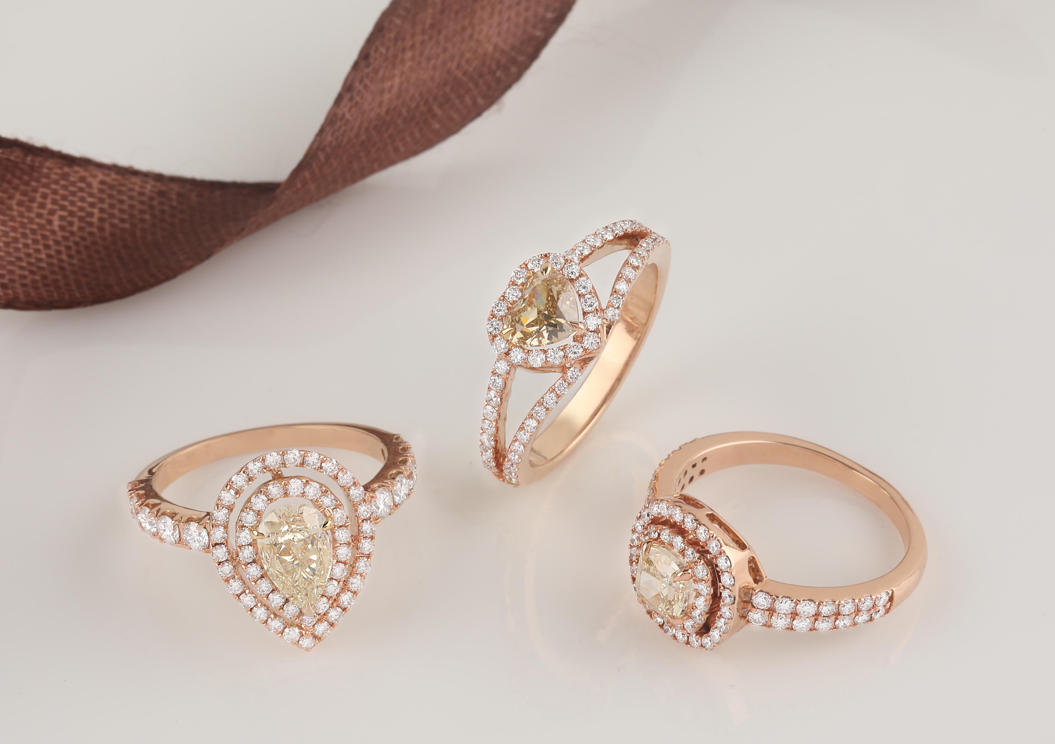 Solitaire rose coussin en or 18 carats avec diamants naturels de 1,3 carat certifiés IGI Neuf - En vente à Los Angeles, CA