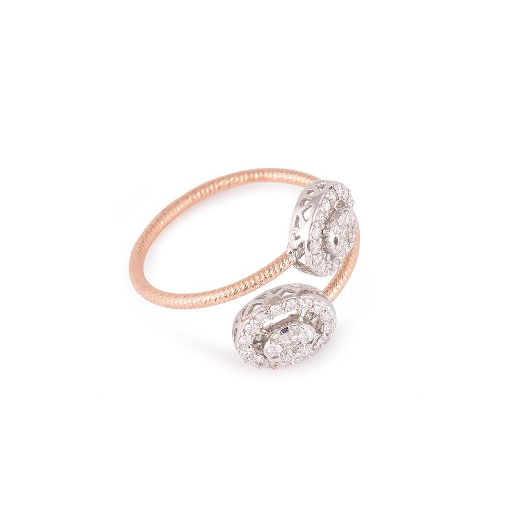 Crafted in 2.45 grams of 18-karat Rose Gold, The Odhoppe Statement Ring contains 46 Stones of Round Diamonds with a total of 0.41-Carats in F-G Color and VVS-VS Clarity.

CONTEMPORARY AND TIMELESS ESSENCE: Crafted in 14-karat/18-karat with 100%