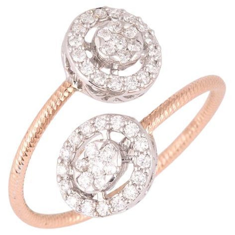 Bague cocktail - Or 10K deux tons jaune & blanc cabochon opale & pavé de diamants naturels 0.08CT - RIGD495 main image 1
