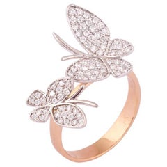 IGI Certified 18k Gold .5ct Natural Diamond F-VVS Mother Daughter Butterfly Ring