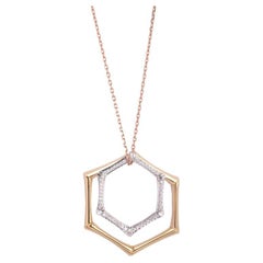 Collier pendentif Heptagon en or 18 carats certifié IGI avec diamants naturels G-SI 2