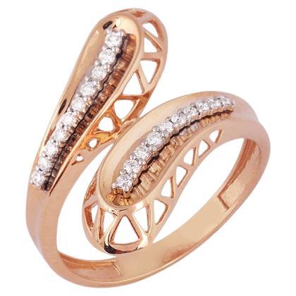 IGI Certified 18k Rose Gold 0.2ct Natural Diamond F-VVS Designer Cross Ring For Sale