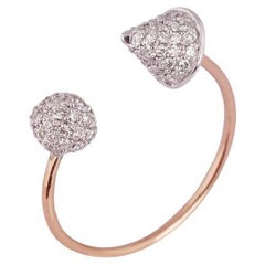 Igi Certified 18k Rose Gold 0.5ct Natural Diamond F-Vvs Designer Ball Cone Ring