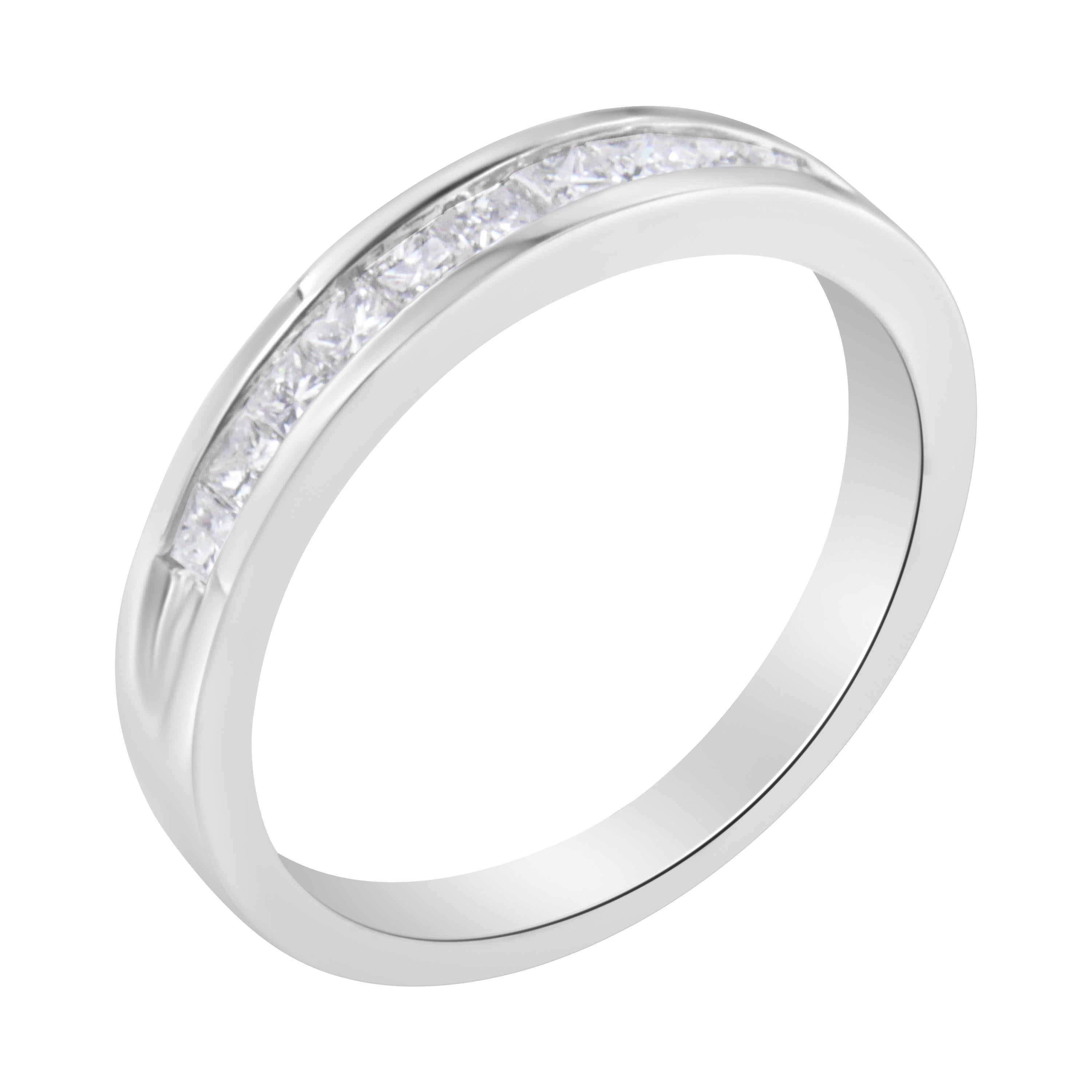 For Sale:  IGI Certified 18k White Gold 1/2 Carat Diamond Wedding Band Ring 3
