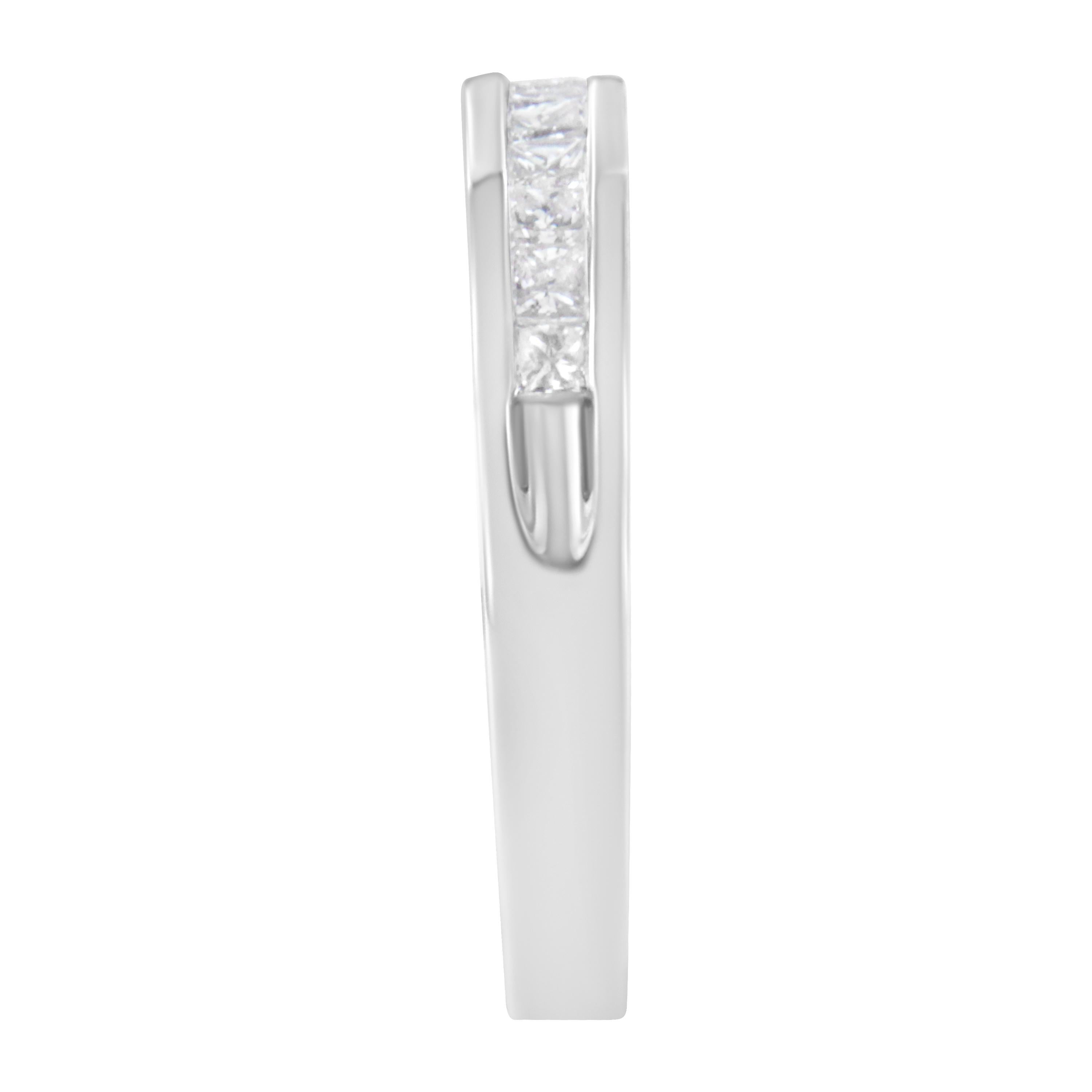 For Sale:  IGI Certified 18k White Gold 1/2 Carat Diamond Wedding Band Ring 5