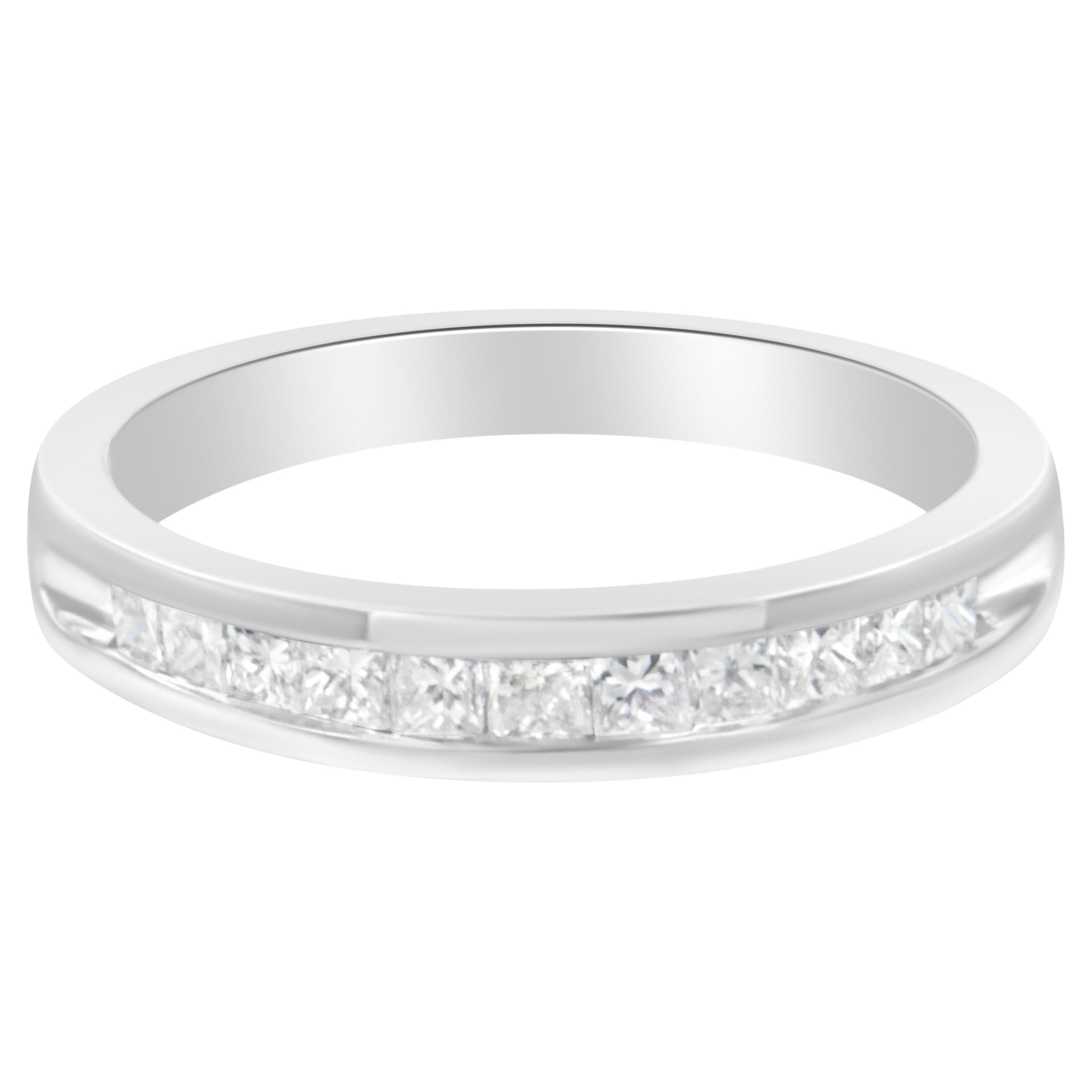 For Sale:  IGI Certified 18k White Gold 1/2 Carat Diamond Wedding Band Ring
