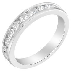 IGI Certified 18K White Gold 1.0 Carat Diamond Wedding Band Ring