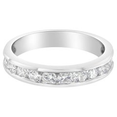 IGI Certified 18K White Gold 1.00 Carat Diamond Wedding Band Ring