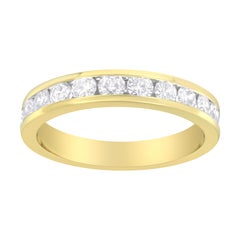 IGI Certified 18K Yellow Gold 1.0 Cttw Diamond 11 Stone Anniversary Band Ring