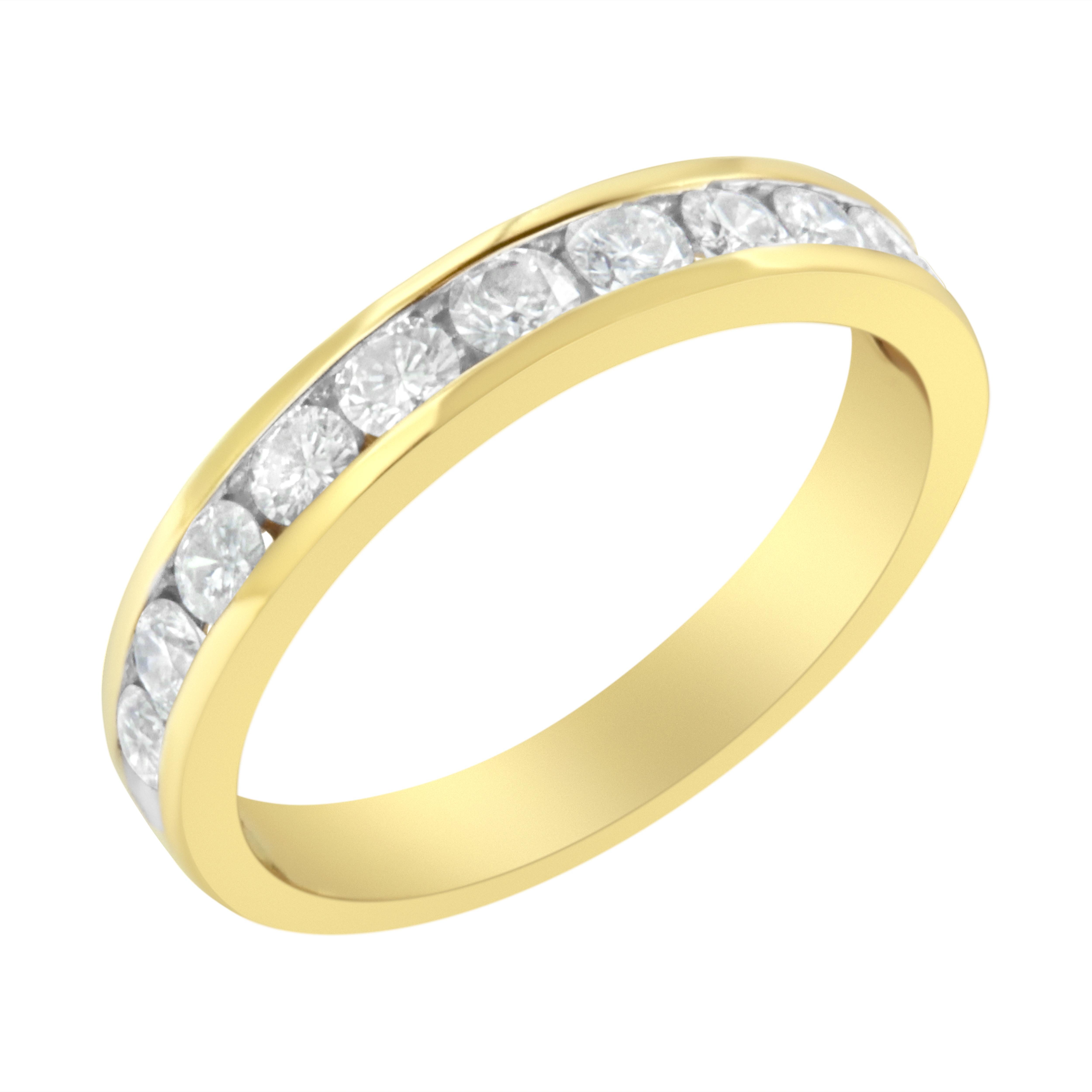 En vente :  Bague d'anniversaire à 11 pierres en or jaune 18 carats certifiée IGI, diamant 1,0 carattw 3