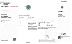IGI Certified 18kt White Gold Italian Halo Ring with 2.40ct Emerald and Diamonds