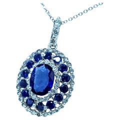 Ciondolo con zaffiro e diamante certificato IGI da 1,90 carati in oro bianco 18 carati