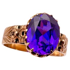 Antique IGI Certified 1.90 CT Purple Sapphire 14K Yellow Gold Engagement Ring
