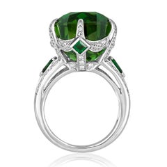 IGI Certified 19.00 Carat Tourmaline Tsavorite Diamond Gold Ring