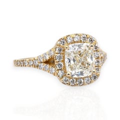 IGI Certified 1.91ct Diamonds Halo Ring in 18k Yellow Gold