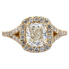 IGI Certified 1.91ct Diamonds Halo Ring in 18k Yellow Gold