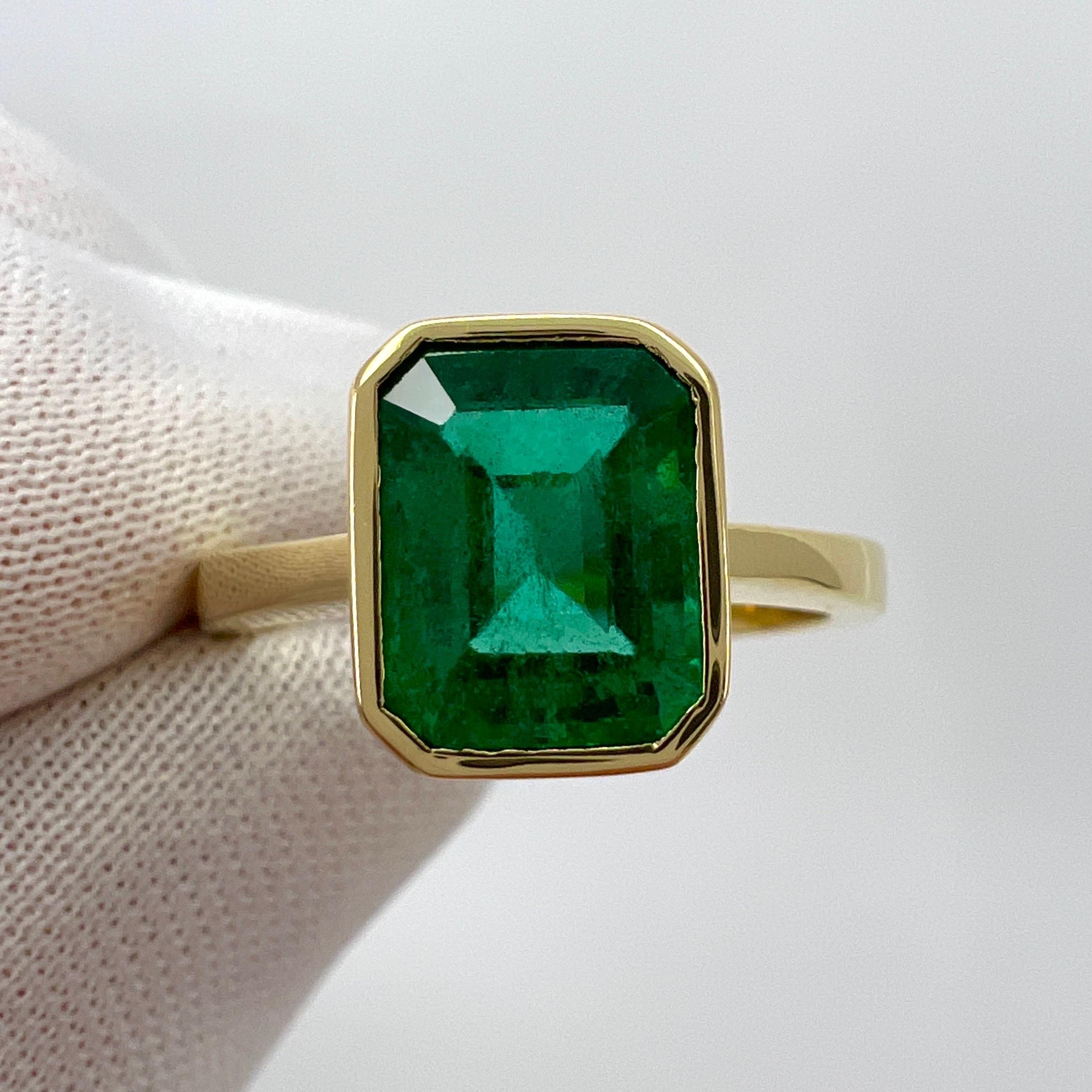 IGI Certified 1.94ct Emerald 18k Yellow Gold Rubover Bezel Solitaire Band Ring 2
